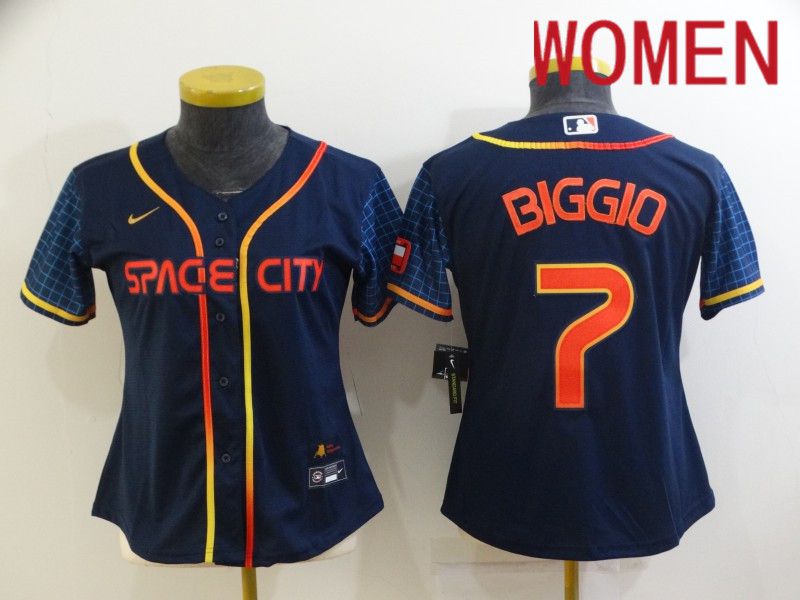 Women Houston Astros #7 Biggio Blue City Edition Game Nike 2022 MLB Jersey->houston astros->MLB Jersey